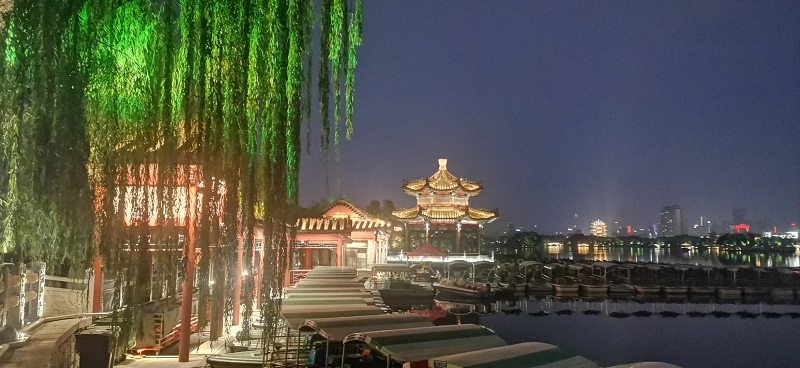 夜观大明湖